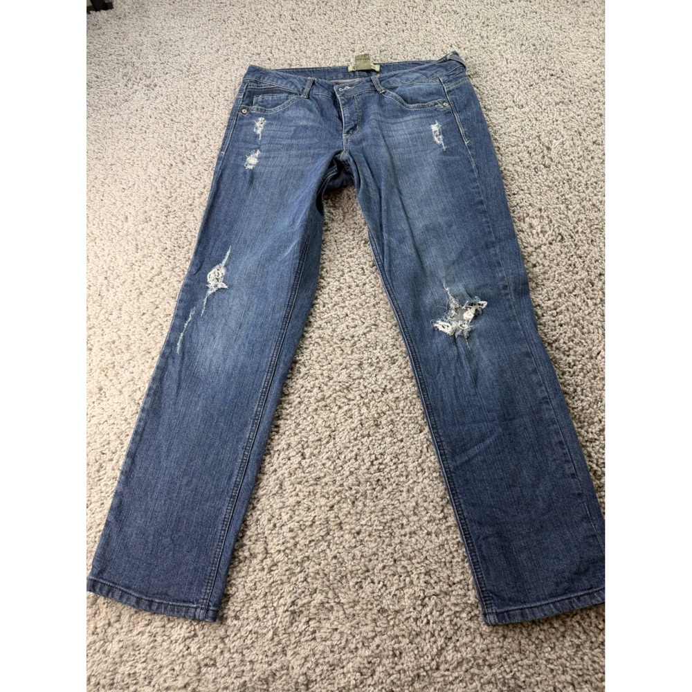 Democracy Equality Skinny Boyfriend Jeans Distressed Medium Wash Size 10